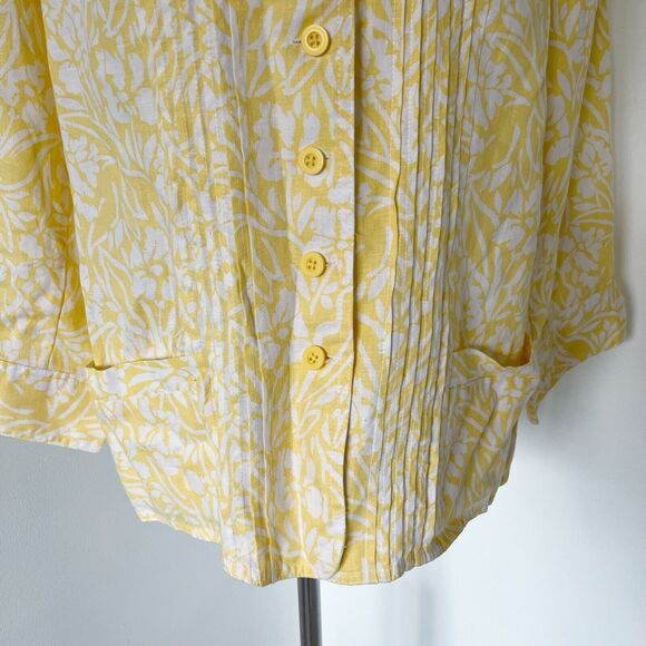 Kim Rogers Size PXL Petite XL Jacket Blazer Yellow Floral Linen 100% Linen - Picture 8 of 16